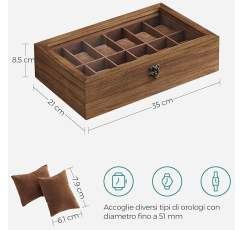 WOODEN BOX  FOR 12 WATCHES  art. W120